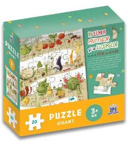 In lumea fructelor si a animalelor cu micul catel de usturoi. Puzzle gigant