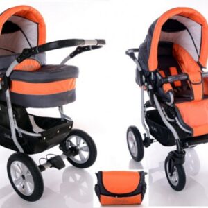 Carucior 2 in 1 Kerttu Coral C1 gri cu portocaliu