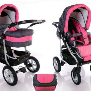 Carucior 2 in 1 Kerttu Coral C2 gri cu roz