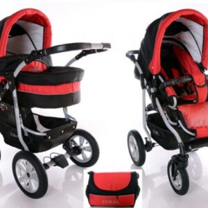 Carucior 2 in 1 Kerttu Coral CE1 rosu cu negru