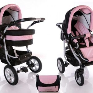 Carucior 2 in 1 Kerttu Coral CE3 roz cu negru