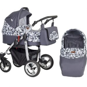 Carucior 2 in 1 Kunert Silver Grey frame GriRomburi