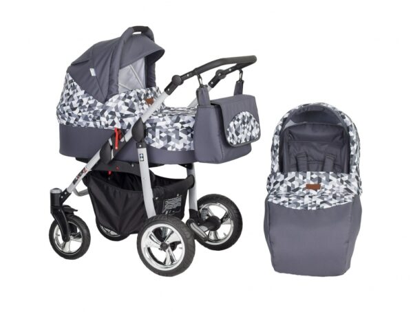 Carucior 2 in 1 Kunert Silver Grey frame GriRomburi