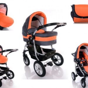 Carucior 3 in 1 Kerttu Coral C1 gri cu portocaliu