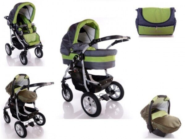 Carucior 3 in 1 Kerttu Coral C10 gri cu verde