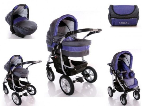 Carucior 3 in 1 Kerttu Coral C11 gri cu mov