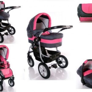 Carucior 3 in 1 Kerttu Coral C2 gri cu roz