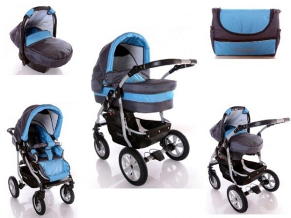 Carucior 3 in 1 Kerttu Coral C7 gri cu turquoise