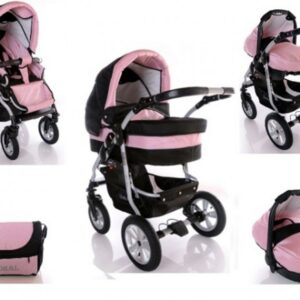 Carucior 3 in 1 Kerttu Coral CE3 roz cu negru