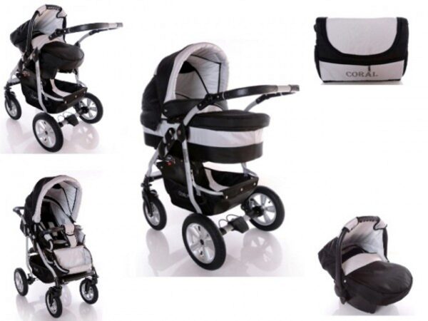 Carucior 3 in 1 Kerttu Coral CE4 gri cu negru