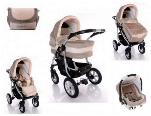 Carucior 3 in 1 Kerttu Coral CO11 crem cu capuccino