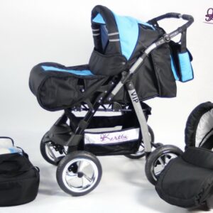 Carucior 3 in 1 Kerttu Vip 2 negru cu albastru