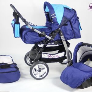 Carucior 3 in 1 Kerttu Vip 3 albastru inchis cu bleu