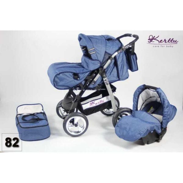 Carucior 3 in 1 Kerttu Vip 82 albastru jeans