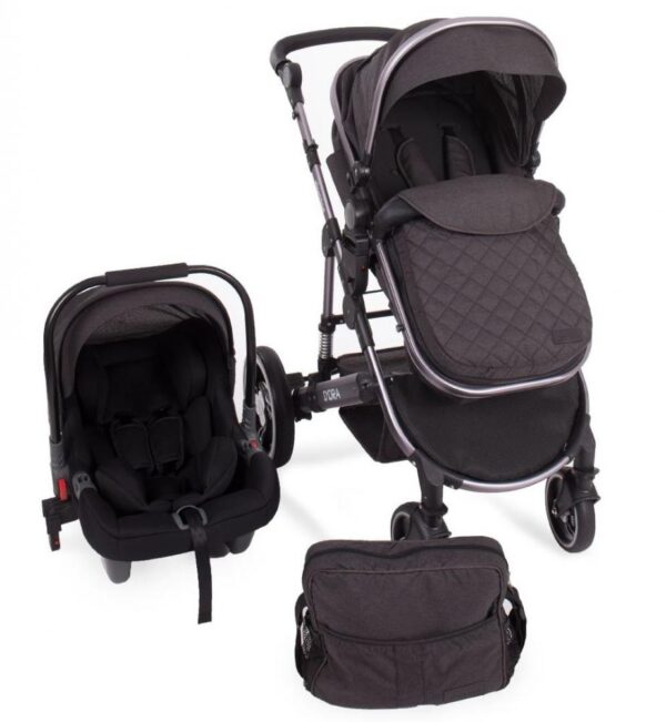 Carucior 3 in 1 cu suspensii Dora Dark Grey