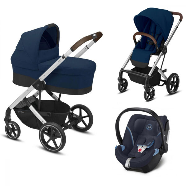 Carucior Cybex Balios S Lux 3 in 1 Cadru Silver Navy Blue