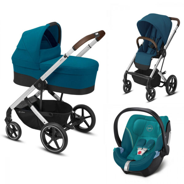 Carucior Cybex Balios S Lux 3 in 1 Cadru Silver River Blue