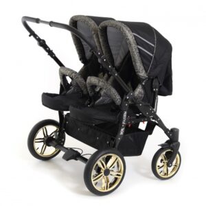 Carucior copii gemeni side by side 2 in 1 Pj Stroller Glitter Gold Triangle