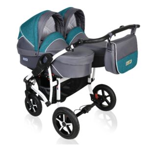 Carucior pentru gemeni 3 in 1 Twin Prim Tp05 Gray - Blue