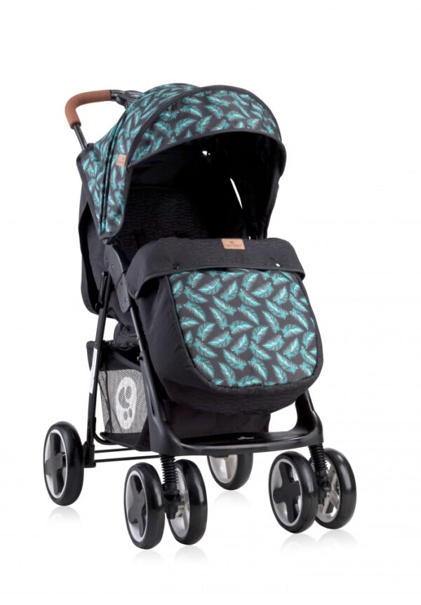 Carucior sport Ines cu husa de picioare Black Leaves