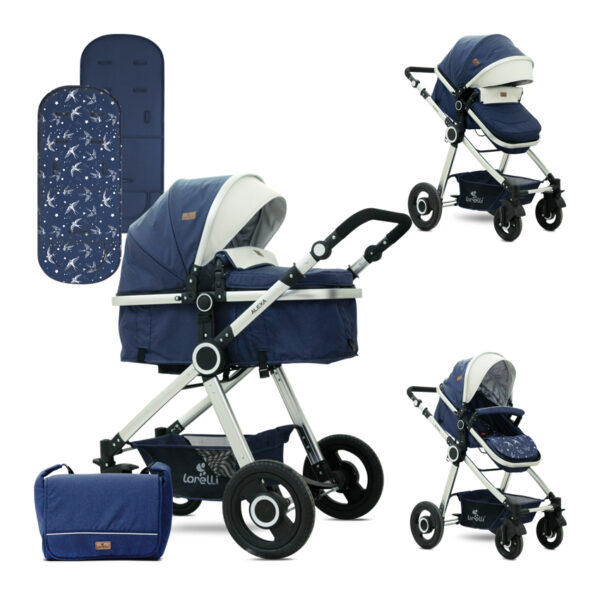 Carucior transformabil 2 in 1 Alexa Dark Blue Birds