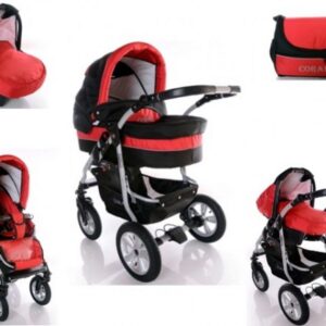 Carucior 3 in 1 Kerttu Coral CE1 rosu cu negru