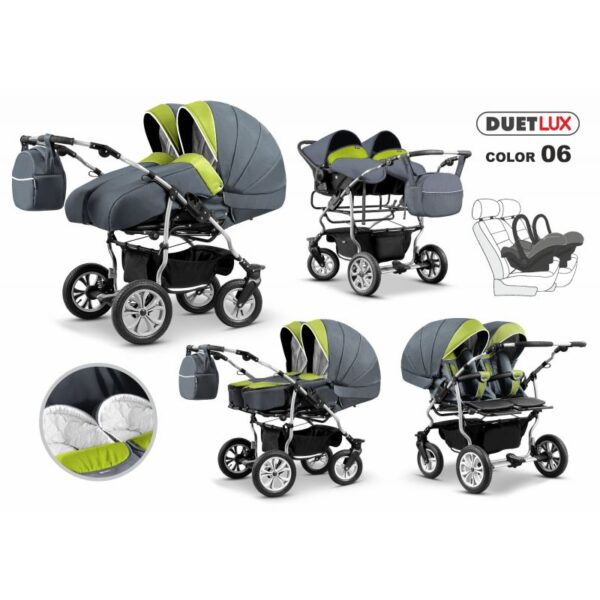 Carucior  3 in 1 pentru gemeni Mikado Duet Lux D-06