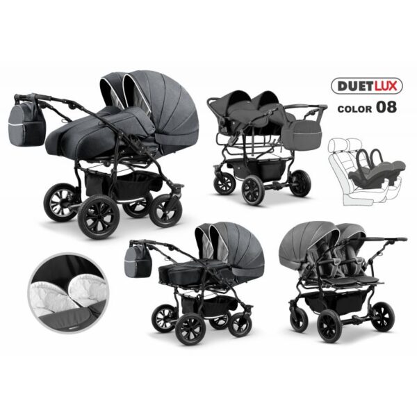 Carucior  3 in 1 pentru gemeni Mikado Duet Lux D-08