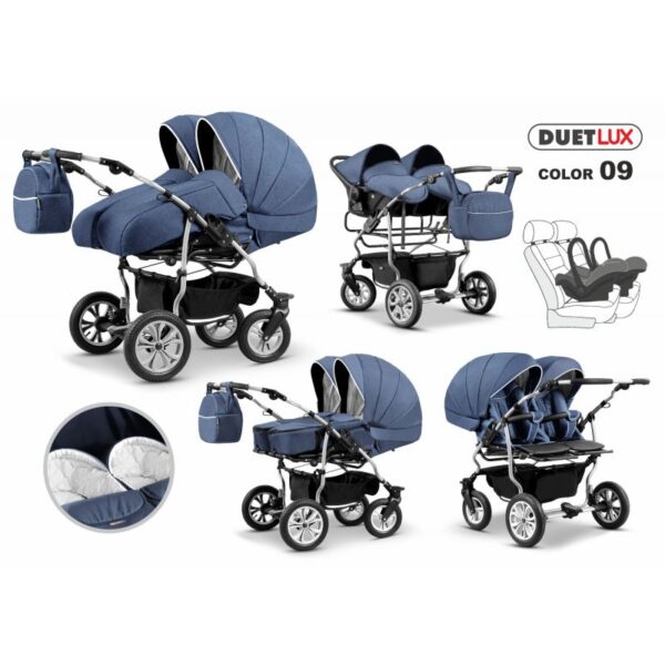 Carucior  3 in 1 pentru gemeni Mikado Duet Lux D-09