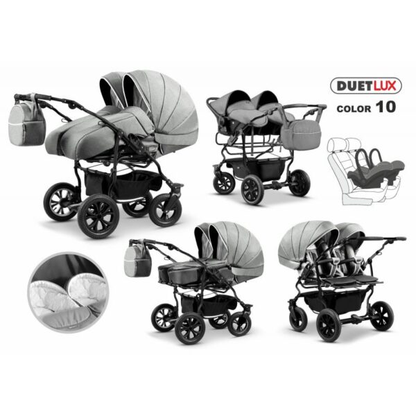 Carucior  3 in 1 pentru gemeni Mikado Duet Lux D-10