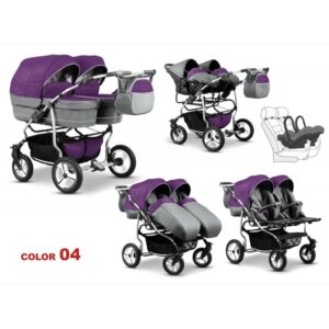 Carucior 3 in 1 pentru gemeni Mikado Twin T-04