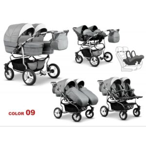 Carucior 3 in 1 pentru gemeni Mikado Twin T-09