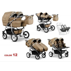 Carucior 3 in 1 pentru gemeni Mikado Twin T-12