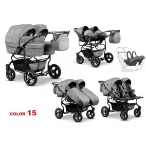 Carucior 3 in 1 pentru gemeni Mikado Twin T-15