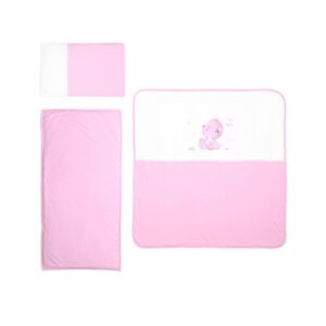 Set lenjerie carucior 3 piese de vara universala Za Za Pink