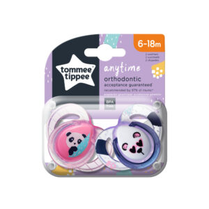 Suzete ortodontice Tommee Tippee Anytime 6-18 luni Ursuleti Panda RozAlb