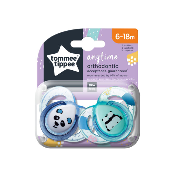 Suzete ortodontice Tommee Tippee Anytime 6-18 luni Ursuleti Panda VerdeAlb