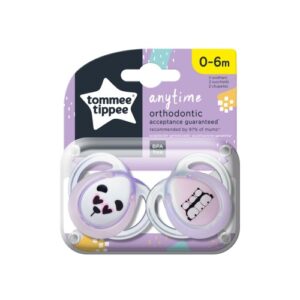 Suzete ortodontice Tommee Tippee Anytime 0-6 luni Ursuleti Panda Roz-Alb