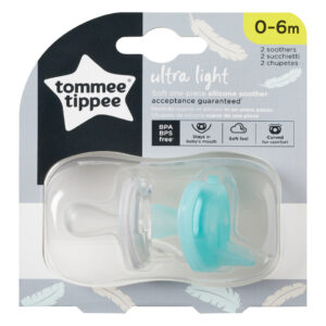 Suzete ortodontice Usoara Tommee Tippee 2 buc 0-6 luni transparent  turquoise