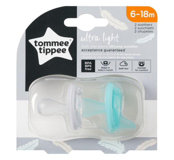 Suzete ortodontice Usoara Tommee Tippee 2 buc 6 - 18 luni transparent  turquoise