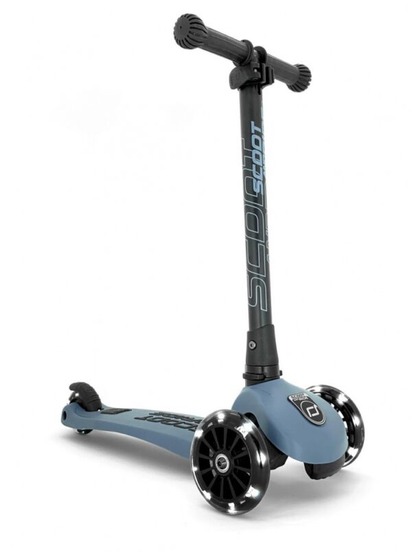 Trotineta copii pliabila cu roti luminoase Scoot  Ride HighwayKick 3 Steel Bleu