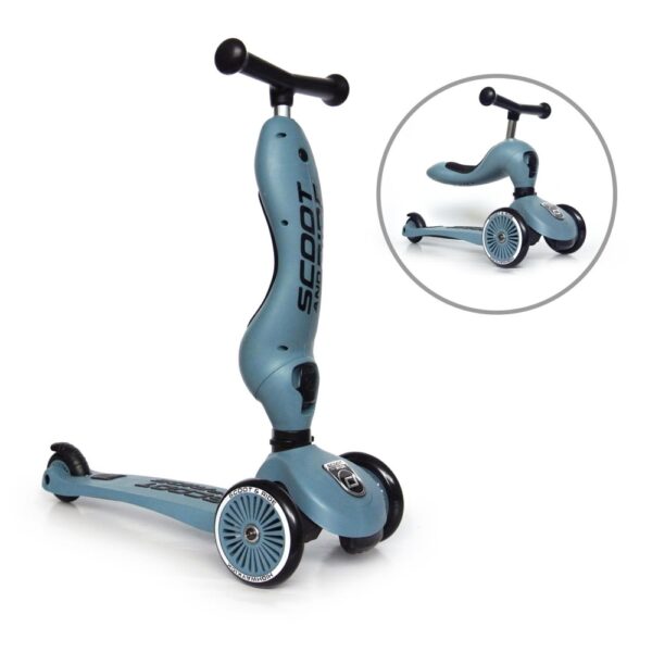 Trotineta copii transformabila 2 in 1 Scoot  Ride HighwayKick 1 Steel Bleu