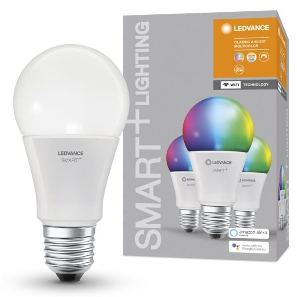 Set 3 Becuri LED Osram Smart WIFI A60, para, E27, 9 W, 806 lm, lumina variabila 2700 - 6500 K