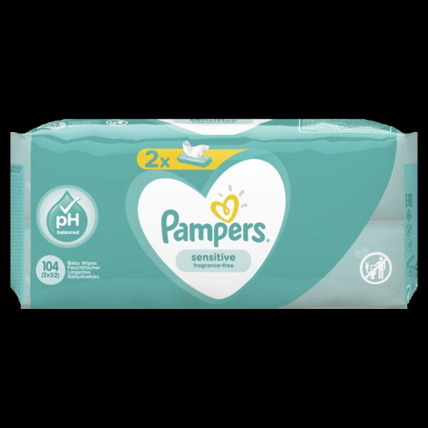 PAMPERS SERVETELE BABY SENSITIVE DUO PACK 2X52 BUCATI