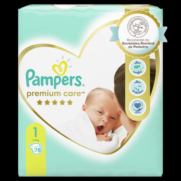 PAMPERS PREMIUM CARE NEWBORN 2-5KG 78 BUCATI MARIMEA 1