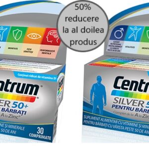 CENTRUM SILVER 50+ BARBATI 30 COMPRIMATE + 30 COMPRIMATE PROMO 50% DIN AL DOILEA