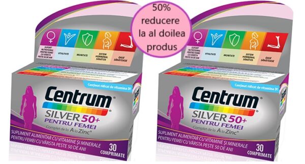 CENTRUM SILVER 50+ FEMEI 30 COMPRIMATE + 30 COMPRIMATE PROMO 50% DIN AL DOILEA