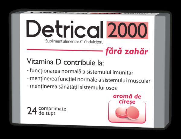 ZDROVIT DETRICAL D3 2000UI CIRESE FARA ZAHAR 24 COMPRIMATE.DE SUPT