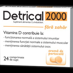 ZDROVIT DETRICAL D3 2000UI PORTOCALE FARA ZAHAR 24 COMPRIMATE.DE SUPT