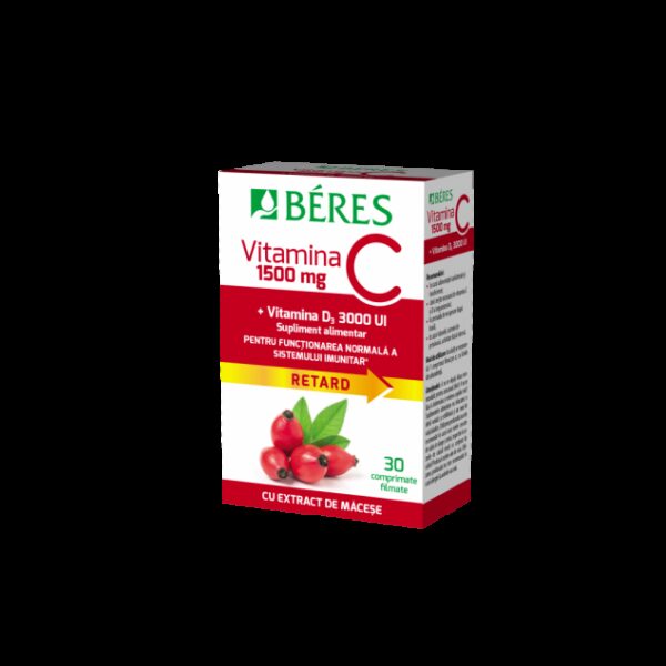 BERES VITAMINA C 1500MG + VITAMINA D3 3000UI X 30 COMPRIMATE FILMATE